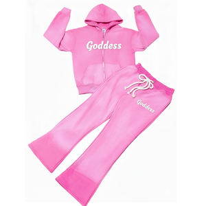 Personalizado de invierno térmica Sun Faded Heavyweight Oversize pantalones acampanados de pierna ancha 480gsm Baggy Jogger French Terry pantalones de chándal de los hombres - Product Image 1