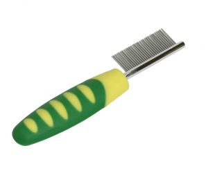 Outil de toilettage pour petit animal de compagnie avec poignée en TPR à 30 dents Combo en acier inoxydable et plastique avec logo personnalisé pour éliminer les poils lâches et la saleté - Product Image 1