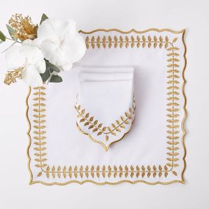 Manteles individuales de mesa Bordados de lino Premium bellamente diseñados para arreglos de mesa de comedor elegantes clásicos y atemporales - Product Image 3