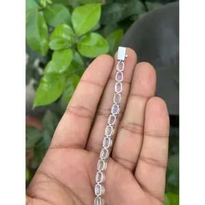 Bracelet en argent 925 avec pierre de lune arc-en-ciel, plaqué or, perles, or rose et diamants, style religieux tendance, cadeau idéal - Product Image 5