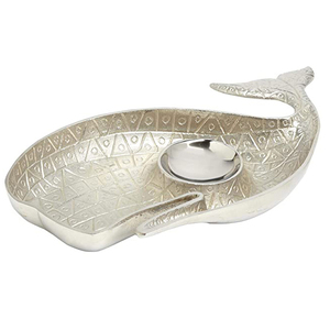 Bol à chips et à trempette décoratif en aluminium élégant et unique, forme unique, finition brillante, pour servir des collations et des bonbons - Product Image 3