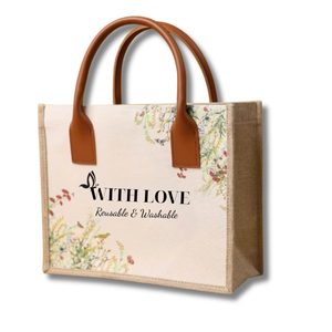 ถุงผ้าปอกระเจาแบบใช้ซ้ำได้ถุงผ้าลินินเป็นมิตรกับสิ่งแวดล้อมพิมพ์ลายตามสั่งผลิตในเวียดนามสำหรับช้อปปิ้ง - Product Image 4