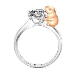 Jeulia Hug Me Capybara <b>Ring</b>-round Cut Sterling Silver 18K Plated <b>Adjustable</b> <b>Ring</b> - Product Image 2