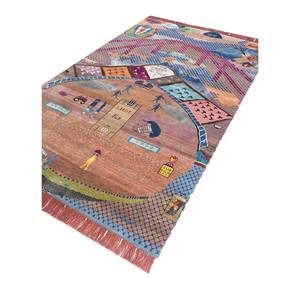 Alfombra Freedom Manchaha de Lana y Seda de Bambú Anudada a Mano, Roja y Naranja, Rectangular Grande para el Hogar, Pasillo, Diseño Novedoso-Les-2459 - Product Image 2