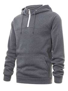 OEM personalizado bordado 100% algodón de los hombres de lana deportes de gran tamaño en blanco de ajuste suelto trabajo sudaderas con capucha de peso pesado cuarto de cremallera sudadera - Product Image 6