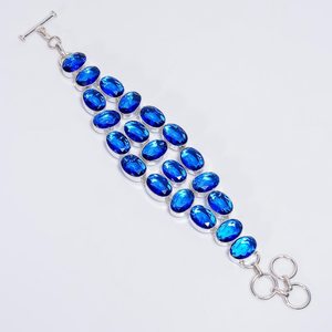 Bracelet de pierres précieuses tanzanite bleu bohème élégant chaîne réglable en argent sterling 925 pour mariages occasions spéciales cadeau - Product Image 2