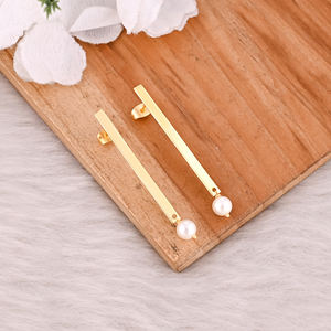 Pendientes de Latón de Alta Calidad, Pendientes de Botón de Latón Chapados en Oro con Cuentas de Perlas para Fiestas, Artesanía, Producto Más Vendido - Product Image 3