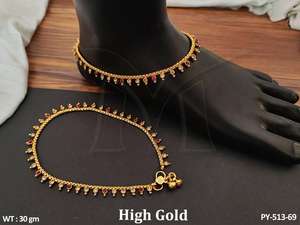 Piedra de forma redonda alto oro pulido diseño de oro liso accesorios de estilo elegante mujeres joyería antigua conjuntos de joyería Payal antiguo - Product Image 6