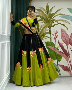 Leading Supplier Best Quality Navratri Special Pure Cotton Gamthi Lehenga Choli <b>Mirror</b> Work India FATEMA FASHION Party Quick Dry - Product Image 6