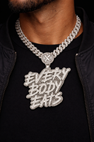 Pendentif Lettre Vintage Moissanite Iced Out, Collier Hip Hop Rapper en Argent Sterling 925 Plaqué Rhodium