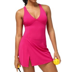 Nuevo Vestido Deportivo de Tenis y Golf para Mujer, Transpirable, con Escote Profundo en V, Espalda Cruzada, Logotipo Personalizado en la Parte Delantera, Abertura Lateral y Pantalones Cortos Interiores - Ropa Deportiva - Product Image 5