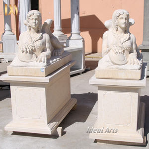 El oyma mermer sfenks heykeli klasik insan aslan heykeli için açık hava bahçe dekorasyonu - Product Image 6