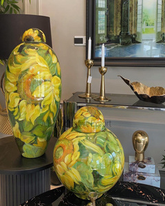 Florero y tarros de Metal con estampado de esmalte con tapas, jarrón de mesa decorativo para el hogar, centro de mesa de boda, macetas - Product Image 3