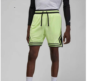 Men's Diamond Shorts 100% Polyester Mesh Light Liquid <b>Lime</b> & Black with Elastic Waistband and Striped Knit Tape - Product Image 3