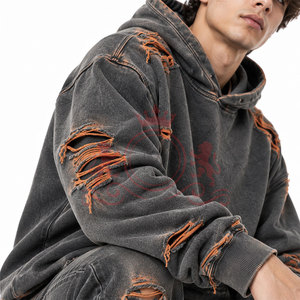 Conjuntos de Sudadera y Pantalones Desgastados de Moda Urbana, Fabricante de Ropa Personalizada, Conjuntos de Sudadera y Pantalones Desgastados - Product Image 4