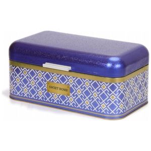 Caja de pan Rectangular de 209x365x120mm, tapa con bisagras de 9L, diseño de patrón sin costuras, líneas geométricas, contenedor de almacenamiento de alimentos azul - Product Image 3