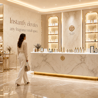Espositore a LED per Bar, Arredamento per Saloni, Espositore per Profumi da Esterno, Vetrina per Ristoranti, Arredamento Personalizzato per Saloni di Bellezza