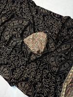 Nuevo sari AJRAKH de satén de seda pura, crepé de seda pura, sari Ajrakh con estampado tradicional hecho a mano.