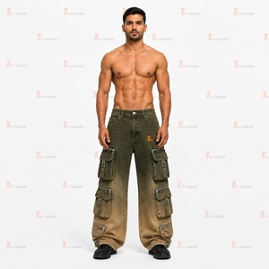 Pantalones Cargo de Mezclilla para Hombre, Fabricante de Moda, Venta al por Mayor, Jeans Personalizados con Múltiples Bolsillos, Corte Relajado, Ropa de Trabajo, Estilo Urbano - Product Image 4