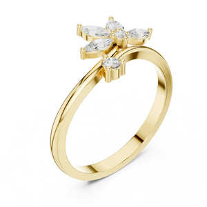 Bague de fiançailles en or massif 14 carats avec diamant de laboratoire taille marquise, exquise, pour femme, cadeau de mariage, de demande en mariage ou d'anniversaire - Product Image 1