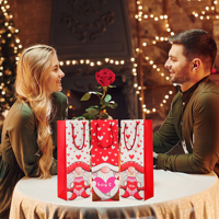 Bolsas de Regalo de Papel para Vino sin Marca para el Día de San Valentín, con Asas de Cuerda, Estampado de Corazón, Impresión Digital, Hechas en China, para Botellas de Champán