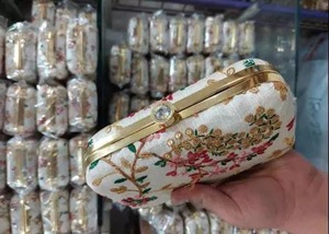 White Floral Clutch <strong>Handbag</strong> for Women Indian Wedding Return <strong>Gift</strong> <strong>Christmas</strong> Party Favor for Her - Product Image 3