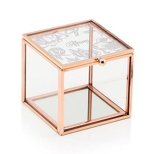 Newest Dice Shape Glass Ring Box <b>Jewellery</b> Organizer Made With Glass And Metal Gold Polish Frame For Birthday Wedding Engagement - Product Image 4