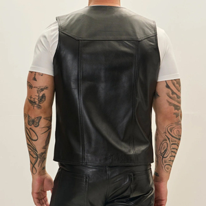 Chaleco de Motocicleta de Cuero Auténtico de Alta Calidad para Hombre, Estilo Casual, Ligero, Impermeable, con Botones, para Uso en Exteriores en Invierno, Suministro de Fábrica - Product Image 4