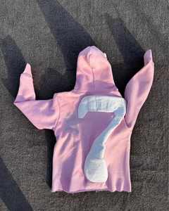 Pull à capuche en coton molletonné avec logo en mousse 3D pour hommes, coupe à bord coupé, ourlet brut, impression bouffante sans cordes, hiver. - Product Image 2