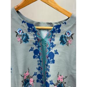 FUSION LAWN 3 PCS SUIT Casual <b>Chiffon</b> Fabric Three-Quarter Sleeves for Spring/Summer Style SL00250 - Product Image 4