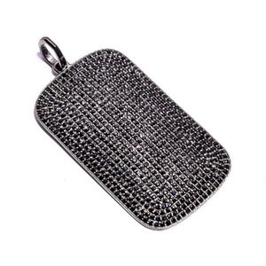 Pierres précieuses couleur argent Sterling 925, pendentif victorien, bijou avec pierres spinelles noires, pavé victorien, 2.4 pouces - Product Image 1