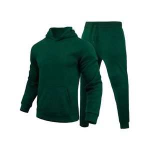 Chándales personalizados para hombre, conjunto de dos piezas de lana sólida, ropa de calle de gran tamaño, sudadera con capucha, pantalones de chándal estampados con Capucha forrada - Product Image 1