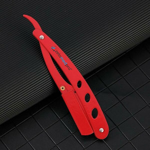 Rasoir de barbier pliable en acier inoxydable rouge, outil de rasage professionnel - Product Image 1