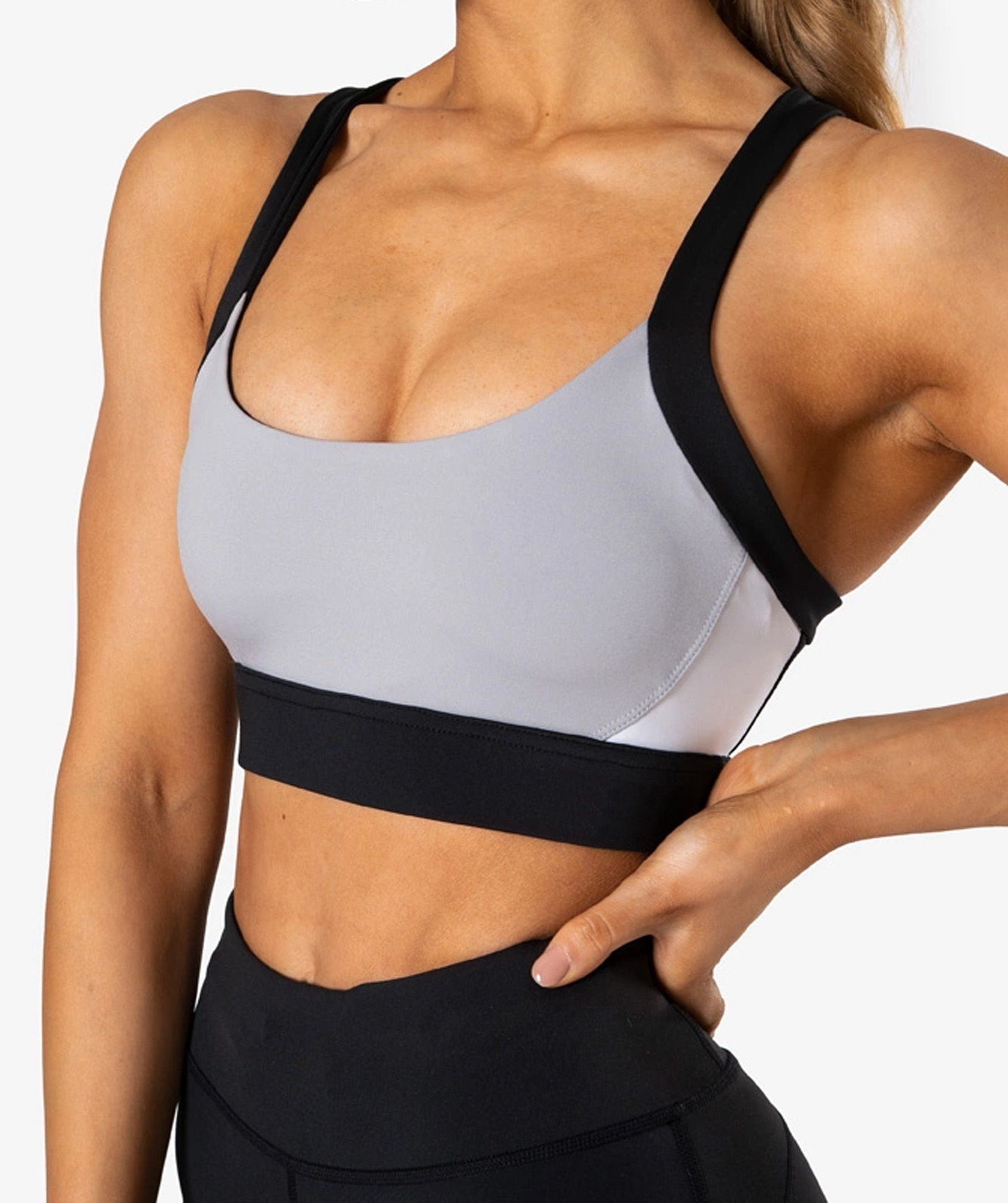 Free Shipping Customized Front Water Resistant Sports Bra Gym Fitness Set Elastic Waist Solid Color Yoga Women's Garment Dyed
