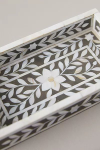 Modern Handmade Eco-Friendly Bone Inlay Tray with Detailed Inlay Art | Elegant Dishwasher Safe Serving & <b>Display</b> Tray - Product Image 5