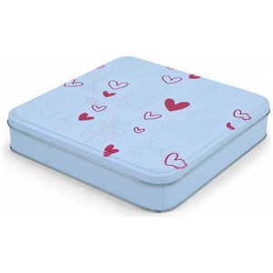 Boîte cadeau carrée en étain blanc mat de 218x218x40 mm avec impression personnalisée, qualité alimentaire - Product Image 2