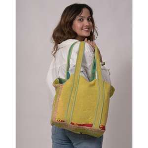 Bolso Vintage Kantha de Algodón Hecho a Mano para Mujer, Bolso Bohemio con Estampado Indio, Bolso de Compras Reutilizable - Product Image 1