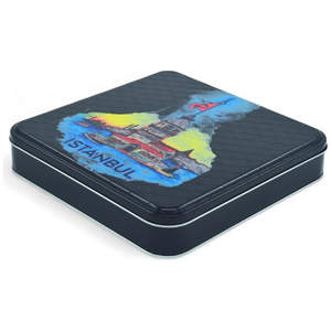 Caja de Regalo Cuadrada Negra Mate de 158x158x40 mm, Diseño Personalizado Impreso, Caja de Hojalata de Grado Alimenticio - Product Image 4