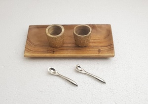 Ensemble de petits bols en bois de Type verre doré, cuillères et plateaux, prix de gros, en vrac, Design créatif, ensemble de bols de service de l'inde - Product Image 2