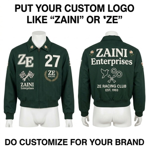 เสื้อแจ็คเก็ตวาร์ซิตี้ผู้หญิง ZAINI รุ่น ZE-180 ผ้าฝ้ายผสมโพลีเอสเตอร์ 320 GSM ขนฟลีซ สีฟ้าขาว แขนเสื้อตัดสี  ลายเชนิลล์ด้านหน้า - Product Image 1