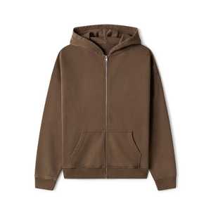 Sudadera con Capucha Regular Lisa 100% Algodón con Bordado de Logotipo Personalizado, Sudadera con Cremallera de Felpa Súper Suave, Estilo Urbano para Hombre, Ecológica - Product Image 1