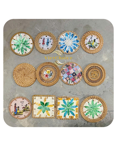 VietChoice plateau en rotin haut mosaïque artisanat plats et assiettes écologiques prix de gros OEM ODM du Vietnam - Product Image 1