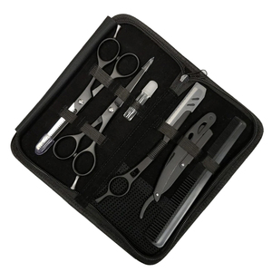 Juego de 6 tijeras de corte de pelo de salón, Kit de tijeras de adelgazamiento de peluquero de Color negro con maquinilla de afeitar y estuche para hombres - Product Image 2