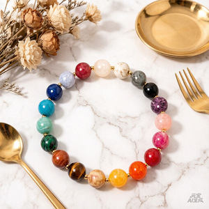 Hemasa Fashions <b>Gold</b> Tone Jade <b>Beaded</b> Bohemia <b>Bracelet</b> Natural Crystal Ball Bangle Adjustable Jewelry Gift for Women - Product Image 5