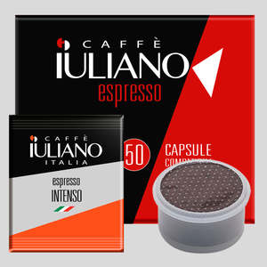 Cápsulas de Café Espresso Intenso Caffe Iuliano, Paquete de 50 - Compatibles con Lavazza Espresso Point, Café Arábica Blanco, Suave, Dulce y Neutro - Product Image 1