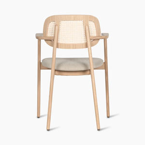 Modern Design Eco-Friendly Waterproof Arm Dining <b>Chair</b> Indonesian Solid Teak Wood Frame Natural Rattan Woven Backrest - Product Image 5