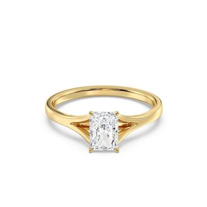 Radiant <b>Split</b> Shank Solitaire <b>Ring</b> - Product Image 1