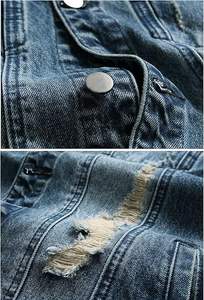 OEM Service 100% High Quality <b>Denim</b> <b>Jacket</b> 100% Cotton Distressed with Ripped <b>Patches</b> and Letter Pattern Design - Product Image 4
