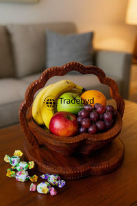Panier à fruits secs et à collations multifonctionnel moderne en bois naturel écologique, artisanal de qualité supérieure pour la décoration de la maison Tradebyd - Product Image 2