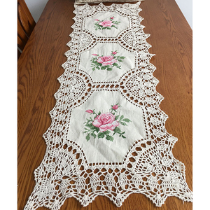 Runner da Tavola in Pizzo Lavorato a Maglia con Ricami, Federe e Cuscini <span class=keywords><strong>Vintage</strong></span> Europei Personalizzati - Product Image 6